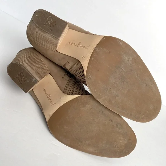 Paul Green Nubuck Booties Women US 8.5 Tan Bonzai Perforated Zipper Ankle Boots - Picture 11 of 16